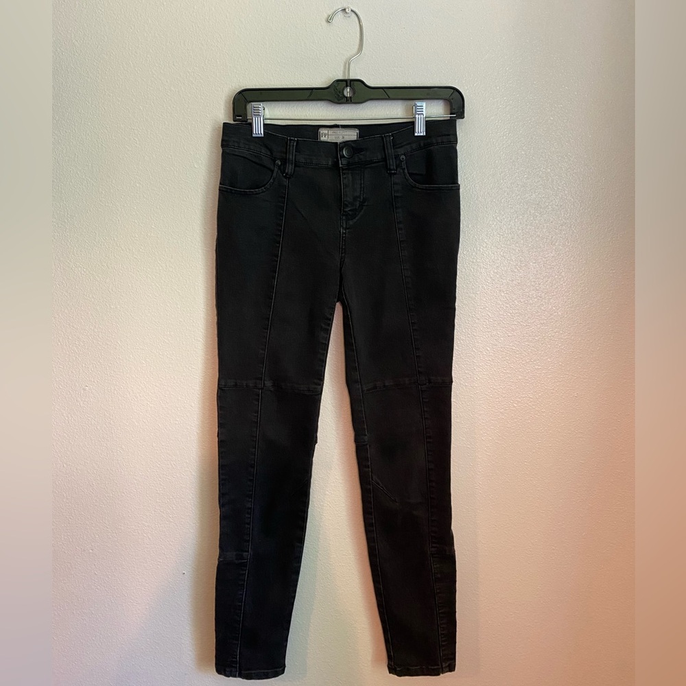 Free People Black Skinny Moto Jeans